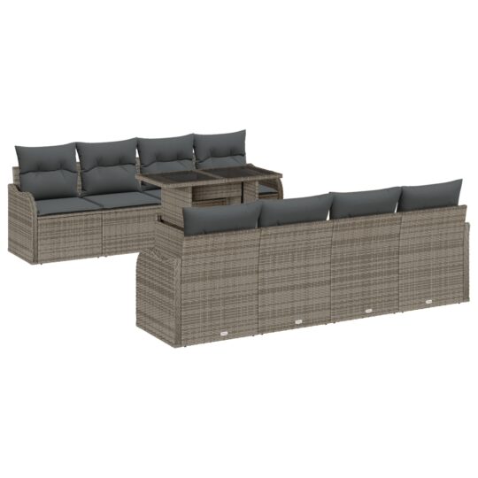 3348425 2 Set de canapele pentru grădină cu pernă 7 pcs Gri Rattan poli 3348425 2