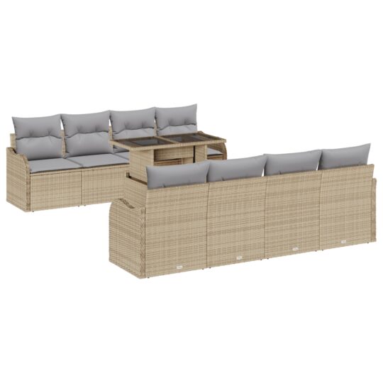 3348426 5 Set de canapele pentru grădină cu pernă 7 pcs Bej Rattan poli 3348426 5