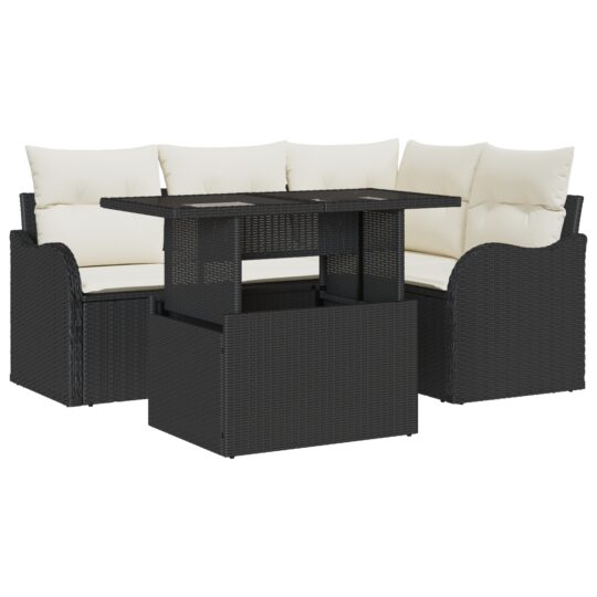 3348453 2 Set de canapele pentru grădină cu pernă 5 pcs Negru Rattan poli 3348453 2