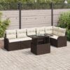 3348474 1 Set de canapele pentru grădină cu pernă 7 pcs Maro Rattan poli 3348474 1
