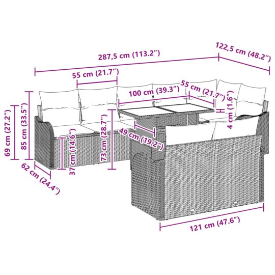 3348485 11 Set de canapele pentru grădină cu pernă 9 pcs Gri Rattan poli 3348485 11
