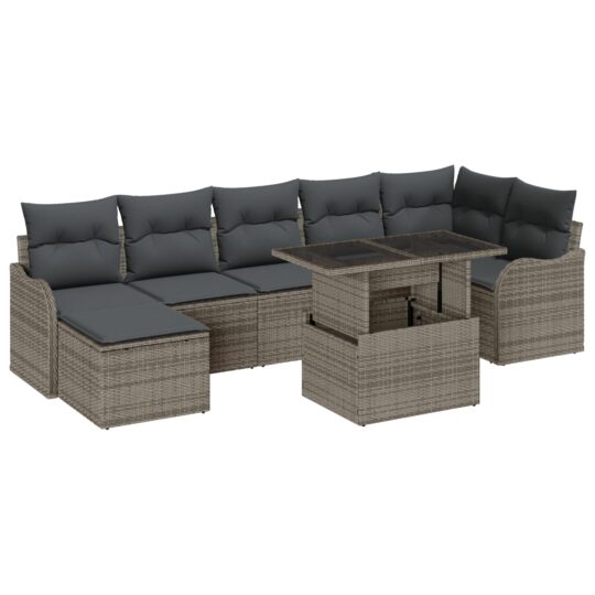 Alternative view of Set de canapele pentru grădină cu pernă 8 pcs Gri Rattan poli