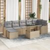 3348506 1 Set de canapele pentru grădină cu pernă 8 pcs Bej Rattan poli 3348506 1