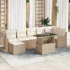 3348507 1 Set de canapele pentru grădină cu pernă 8 pcs Bej Rattan poli 3348507 1