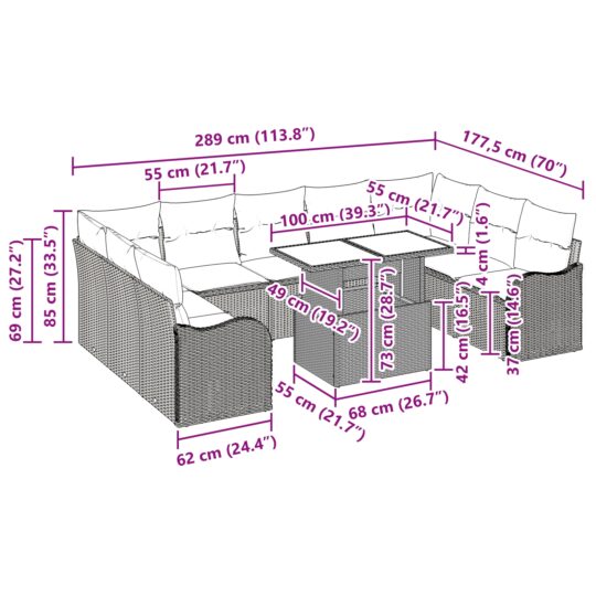 3348528 11 Set de canapele pentru grădină 10 pcs Gri deschis Rattan poli 3348528 11