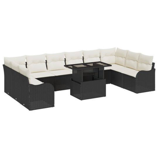 3348533 2 Set de canapele pentru grădină 11 pcs Negru Rattan poli 3348533 2