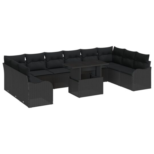 Alternative view of Set de canapele pentru grădină 11 pcs Negru Rattan poli