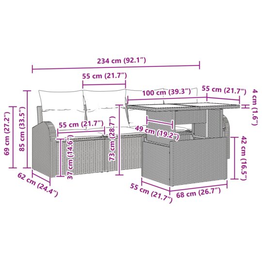 3348544 10 Set de canapele pentru grădină cu pernă 5 pcs Maro Rattan poli 3348544 10
