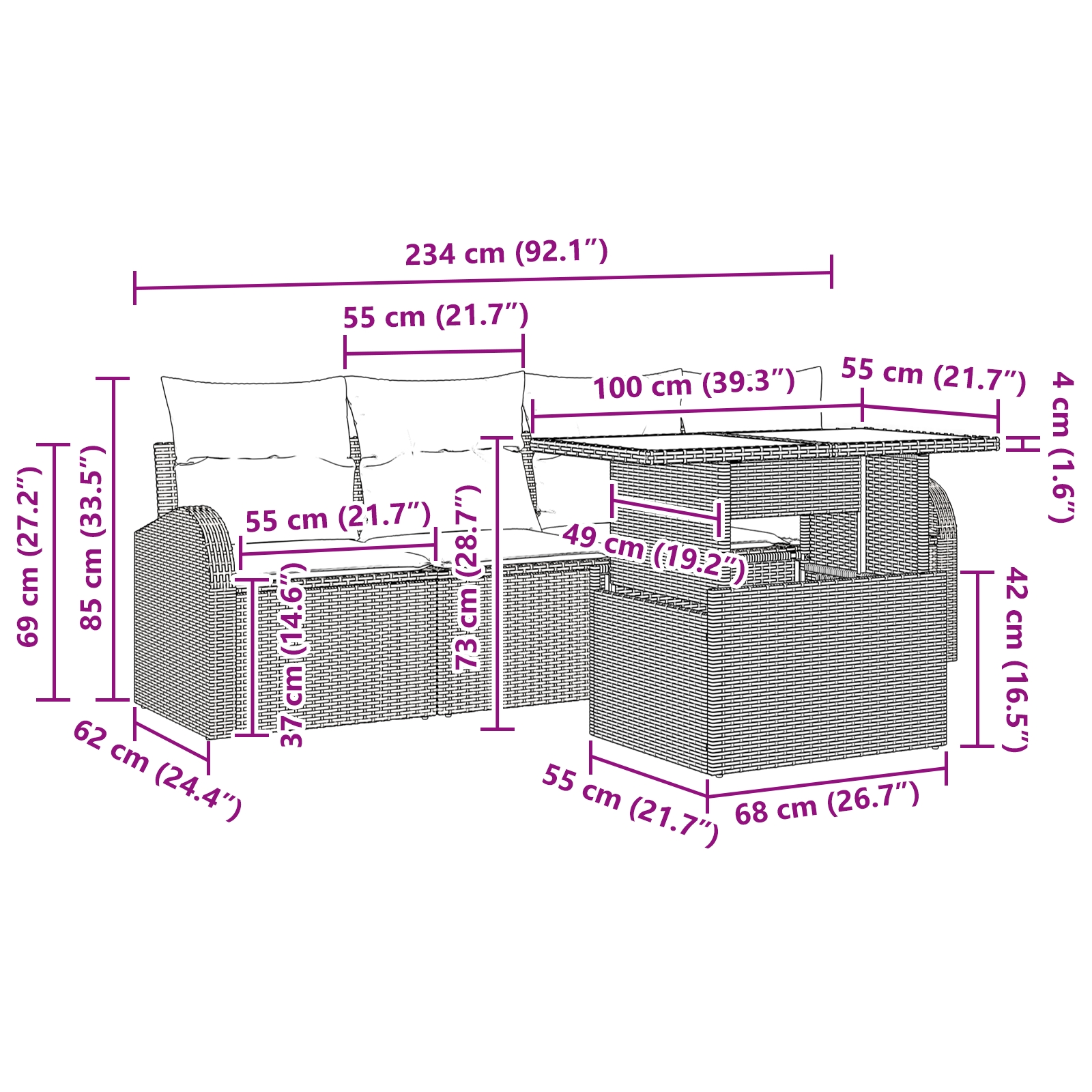 3348544 10 Set de canapele pentru grădină cu pernă 5 pcs Maro Rattan poli Set de canapele pentru grădină cu pernă 5 pcs Maro Rattan poli - imagine 10