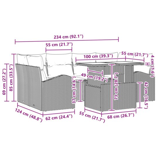 3348577 11 Set de canapele pentru grădină cu pernă 7 pcs Bej Rattan poli 3348577 11