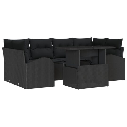 3348579 2 Set de canapele pentru grădină cu pernă 7 pcs Negru Rattan poli 3348579 2