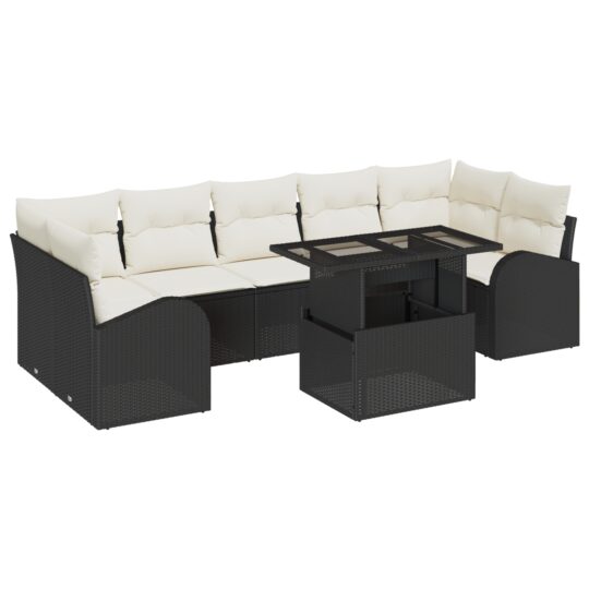 Alternative view of Set de canapele pentru grădină cu pernă 8 pcs Negru Rattan poli