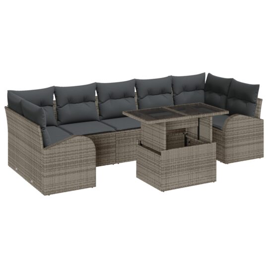 Alternative view of Set de canapele pentru grădină cu pernă 8 pcs Gri Rattan poli