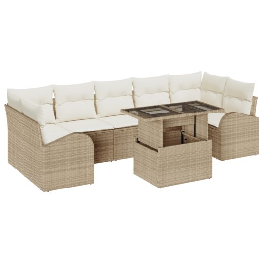 Alternative view of Set de canapele pentru grădină cu pernă 8 pcs Bej Rattan poli