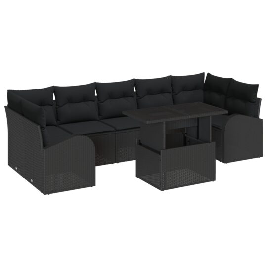 Alternative view of Set de canapele pentru grădină cu pernă 8 pcs Negru Rattan poli