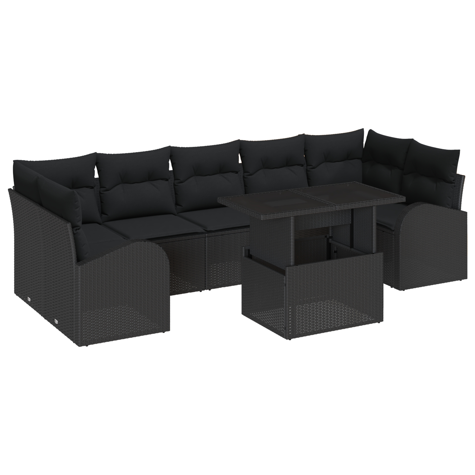 3348599 2 Set de canapele pentru grădină cu pernă 8 pcs Negru Rattan poli Set de canapele pentru grădină cu pernă 8 pcs Negru Rattan poli - imagine 2