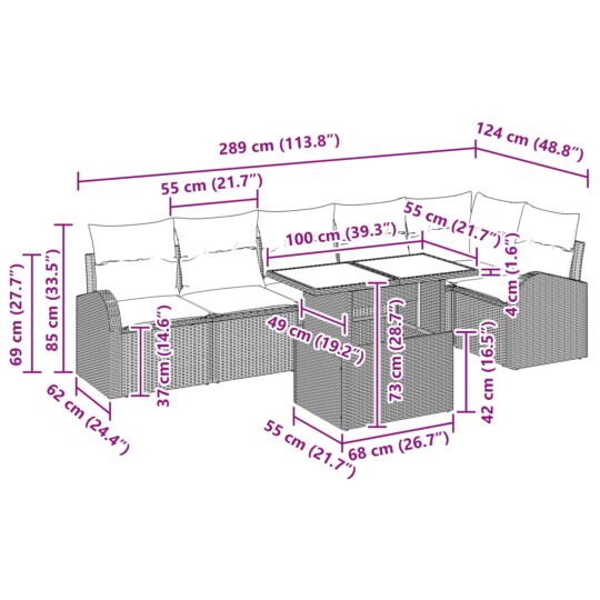 3348654 11 Set de canapele pentru grădină cu pernă 7 pcs maro și crem 3348654 11