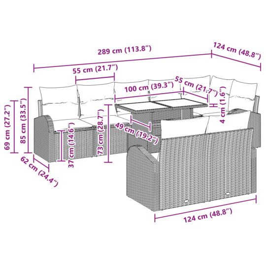 3348669 11 Set de canapele pentru grădină 9 pcs Negru 100 x 55 x 73 cm 3348669 11