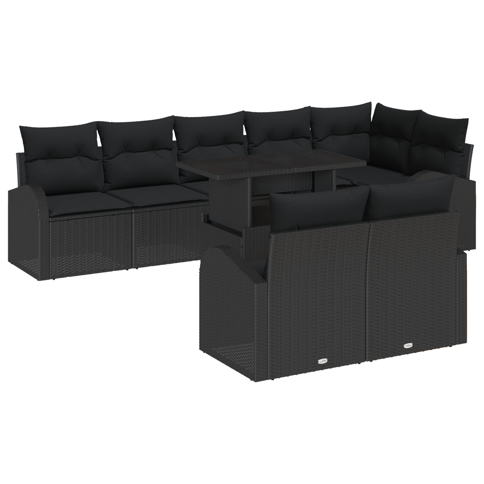 3348669 2 Set de canapele pentru grădină 9 pcs Negru 100 x 55 x 73 cm Set de canapele pentru grădină 9 pcs Negru 100 x 55 x 73 cm - imagine 2