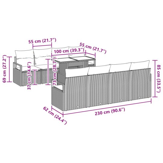 3348788 10 Set de canapele pentru grădină cu pernă 7 pcs Gri deschis 3348788 10