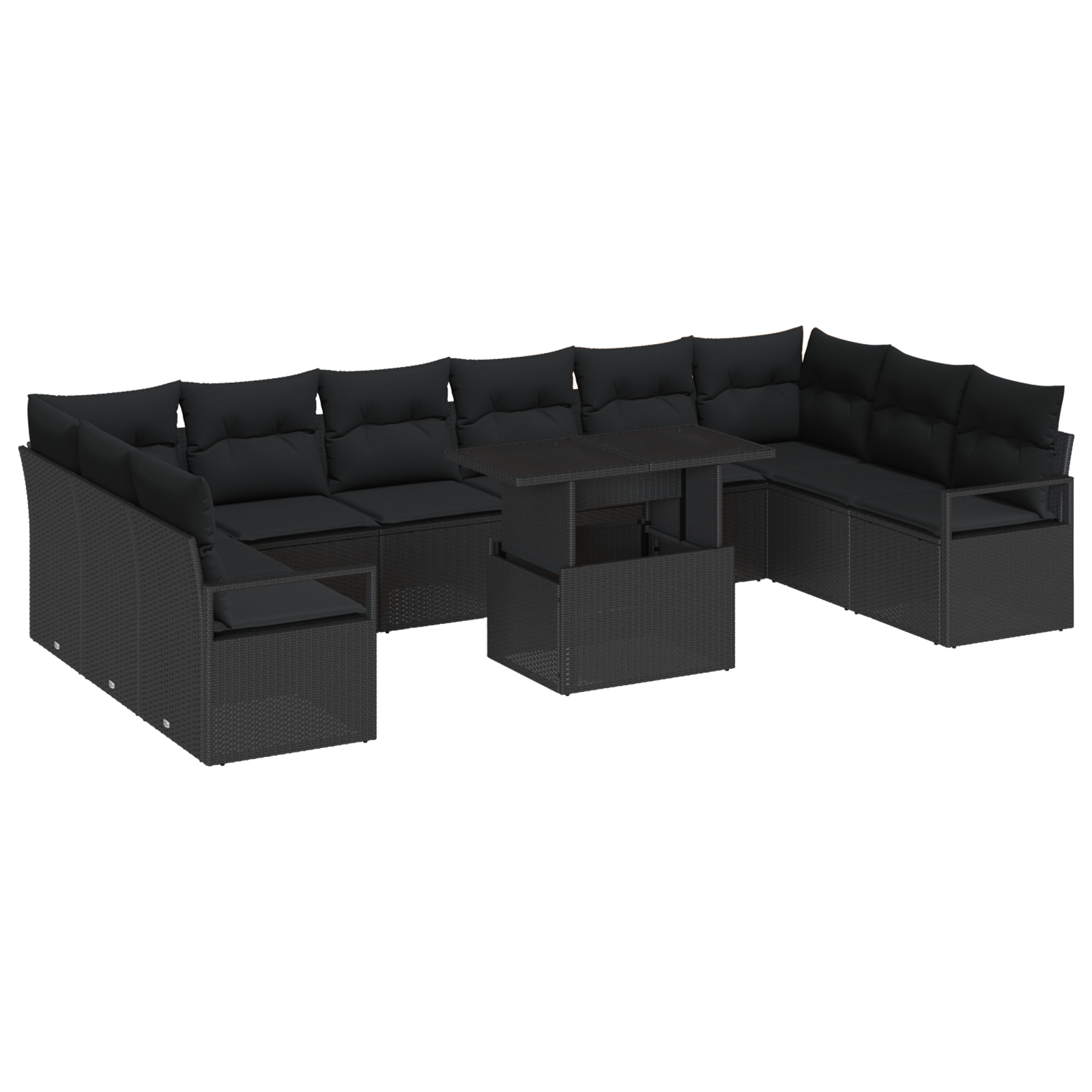 3348899 2 Set de canapele pentru grădină 11 pcs Negru 100 x 55 x 73 cm Set de canapele pentru grădină 11 pcs Negru 100 x 55 x 73 cm - imagine 2