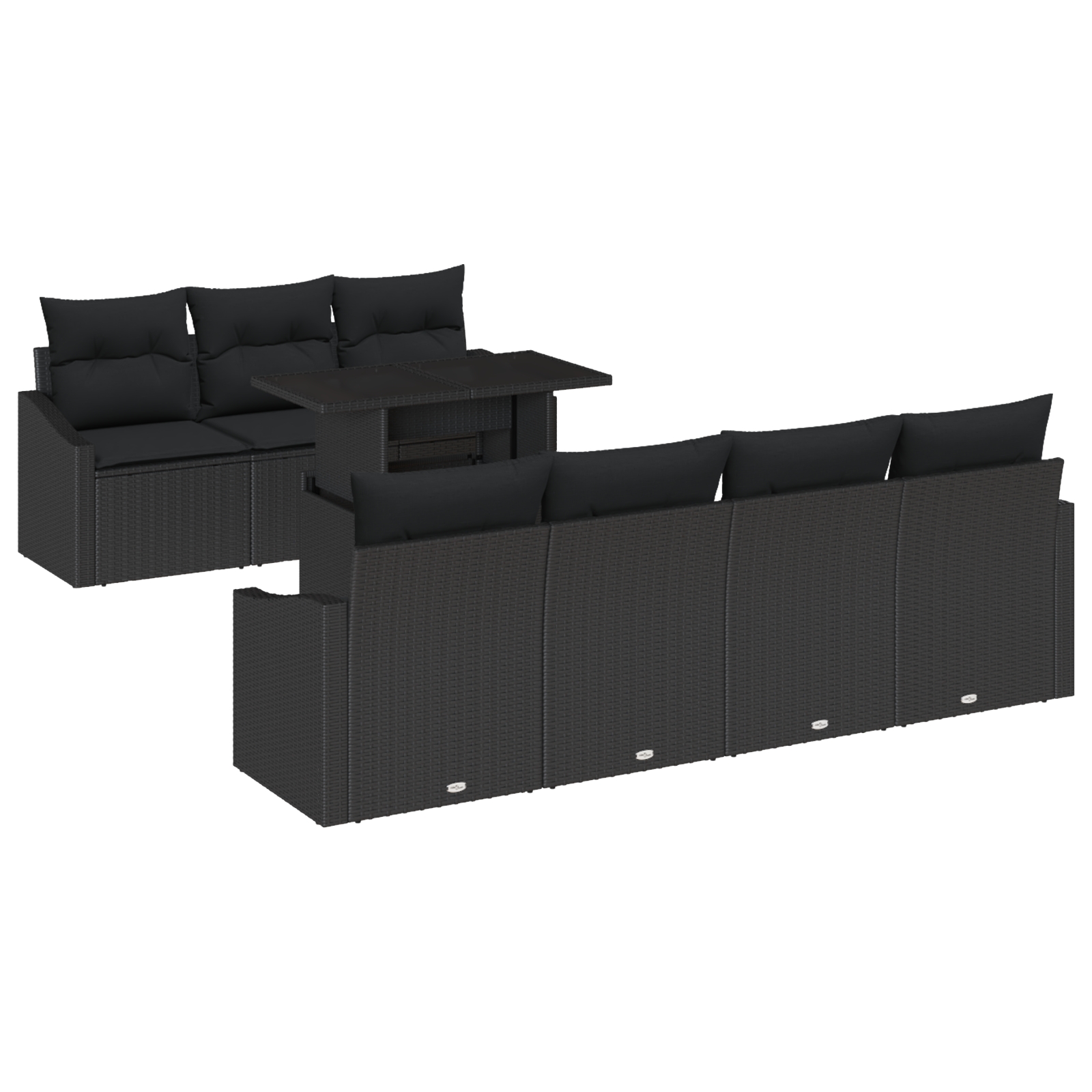 3348949 2 Set de canapele pentru grădină 8 pcs Negru 100 x 55 x 73 cm Set de canapele pentru grădină 8 pcs Negru 100 x 55 x 73 cm - imagine 2