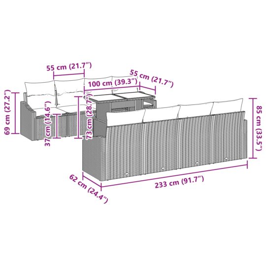 3348964 10 Set de canapele pentru grădină cu pernă 7 pcs maro și crem 3348964 10