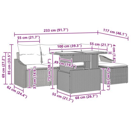 3348985 11 Set de canapele pentru grădină cu pernă 6 pcs Gri 3348985 11