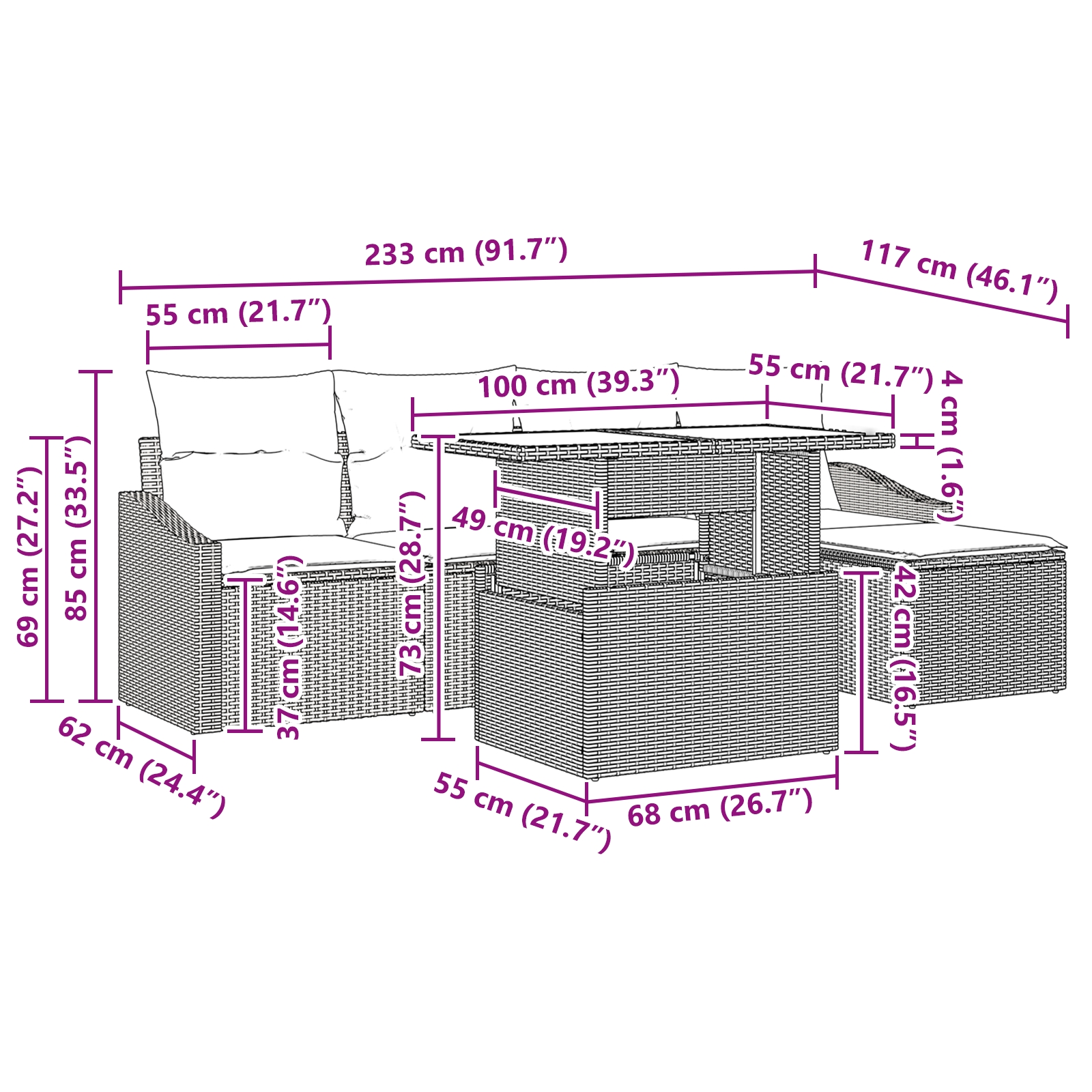 3348986 11 Set de canapele pentru grădină 6 pcs bej și gri deschis Set de canapele pentru grădină 6 pcs bej și gri deschis - imagine 11