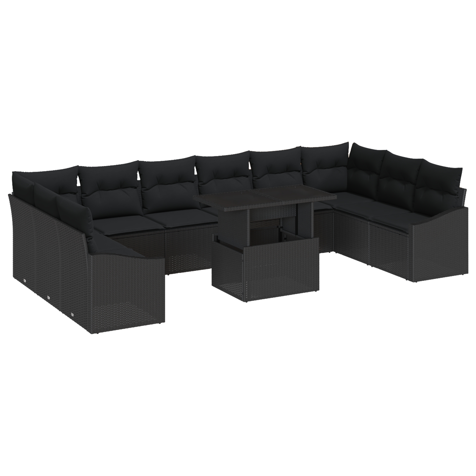 3349079 2 Set de canapele pentru grădină 11 pcs Negru 100 x 55 x 73 cm Set de canapele pentru grădină 11 pcs Negru 100 x 55 x 73 cm - imagine 2