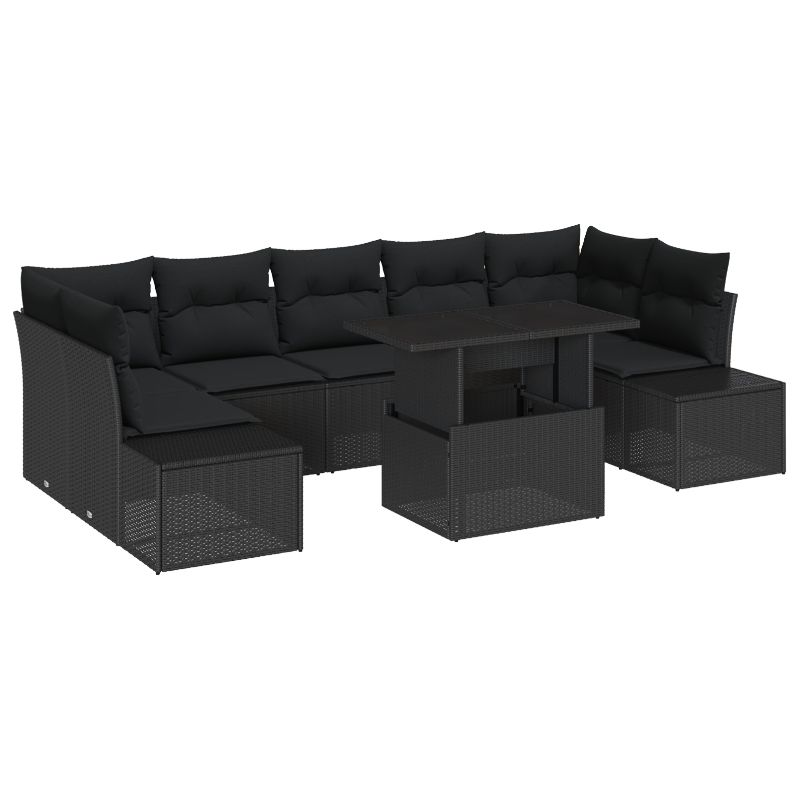 3349139 2 Set de canapele pentru grădină 8 pcs Negru 100 x 55 x 73 cm Set de canapele pentru grădină 8 pcs Negru 100 x 55 x 73 cm - imagine 2