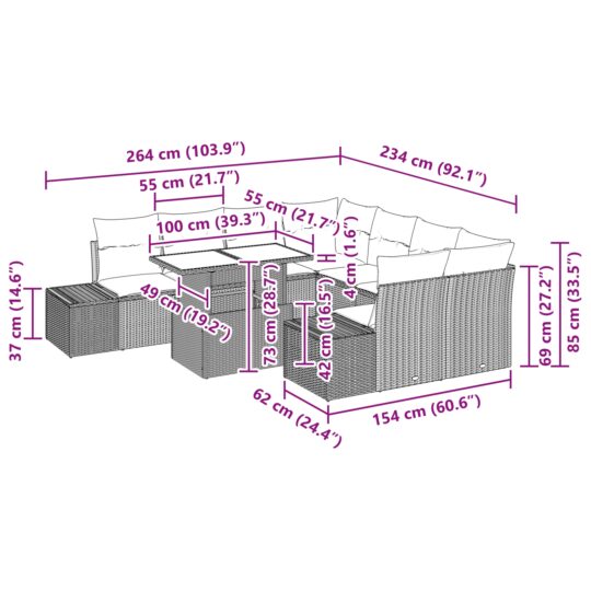 3349159 11 Set de canapele pentru grădină 9 pcs Negru 100 x 55 x 73 cm 3349159 11