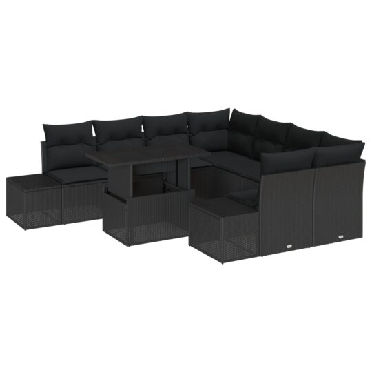 3349159 2 Set de canapele pentru grădină 9 pcs Negru 100 x 55 x 73 cm 3349159 2