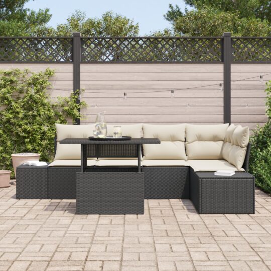3349183 3 Set de canapele pentru grădină cu pernă 6 pcs Negru Rattan poli 3349183 3