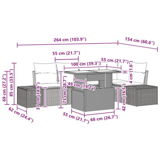 3349184 11 Set de canapele pentru grădină cu pernă 6 pcs Maro Rattan poli 3349184 11
