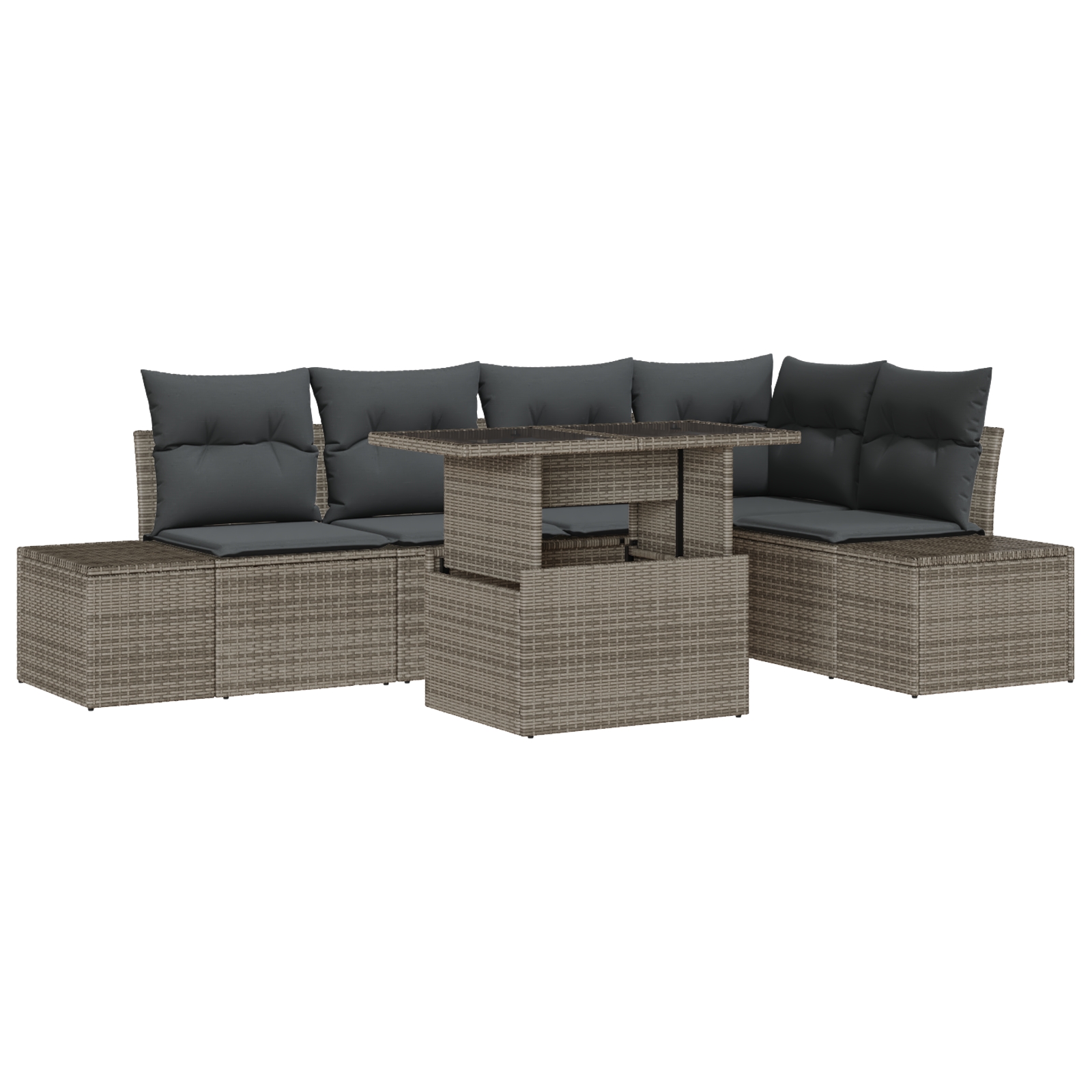 3349185 2 Set de canapele pentru grădină cu pernă 6 pcs Gri Rattan poli Set de canapele pentru grădină cu pernă 6 pcs Gri Rattan poli - imagine 2
