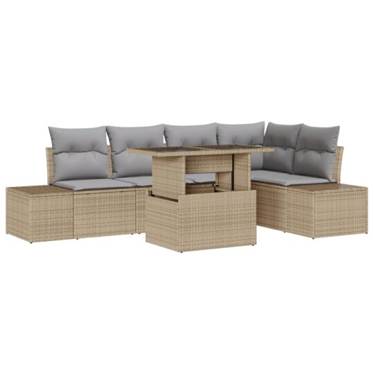 3349186 2 Set de canapele pentru grădină cu pernă 6 pcs Bej Rattan poli 3349186 2