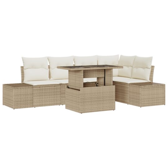 3349187 2 Set de canapele pentru grădină cu pernă 6 pcs Bej Rattan poli 3349187 2