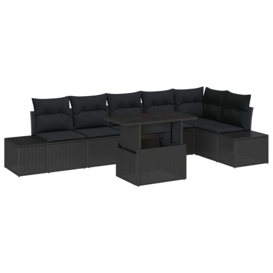 3349199 2 Set de canapele pentru grădină 7 pcs Negru 100 x 55 x 73 cm 3349199 2
