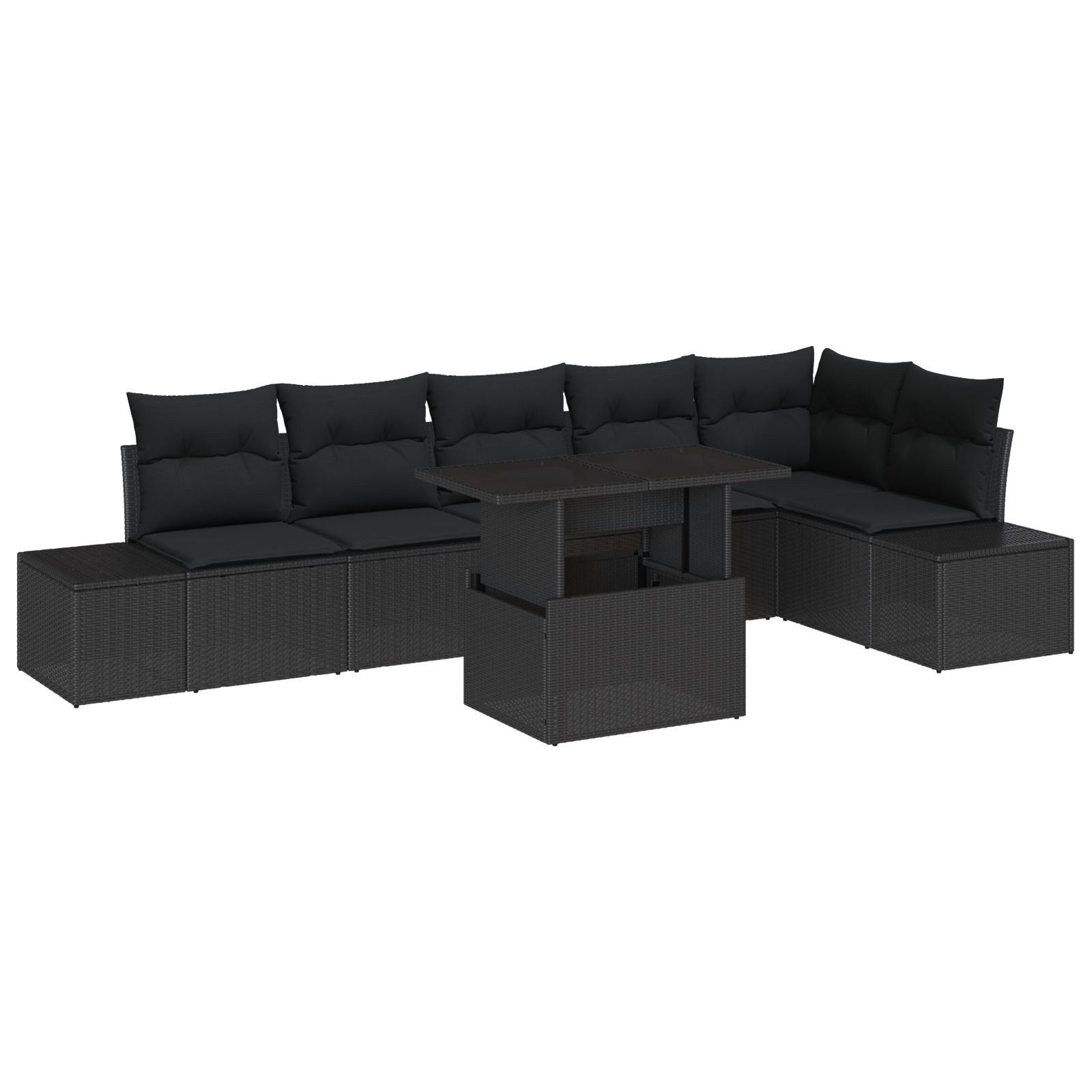 3349199 2 Set de canapele pentru grădină 7 pcs Negru 100 x 55 x 73 cm Set de canapele pentru grădină 7 pcs Negru 100 x 55 x 73 cm - imagine 2