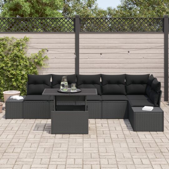 3349199 3 Set de canapele pentru grădină 7 pcs Negru 100 x 55 x 73 cm 3349199 3