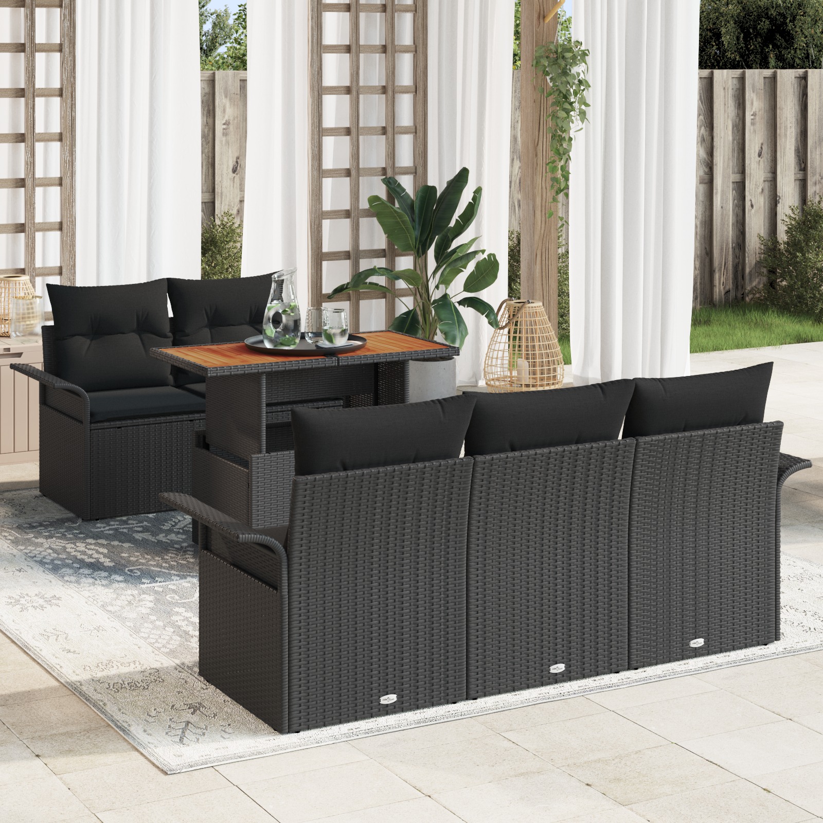 3349274 1 Set de canapele pentru grădină 6 pcs Negru 100 x 55 x 73 cm Set de canapele pentru grădină 6 pcs Negru 100 x 55 x 73 cm