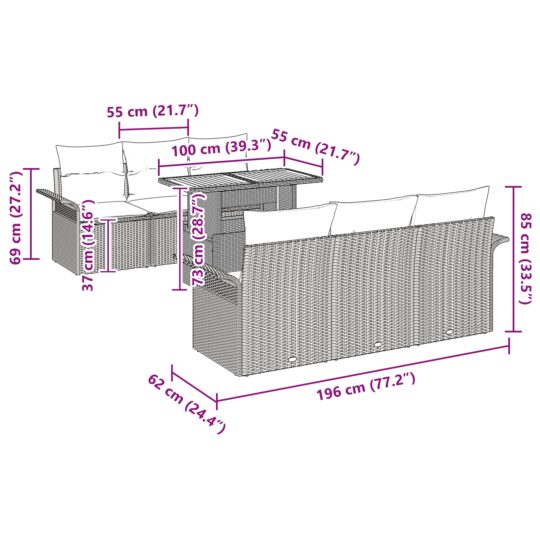 3349277 10 Set de canapele pentru grădină cu pernă 7 pcs negru și crem 3349277 10