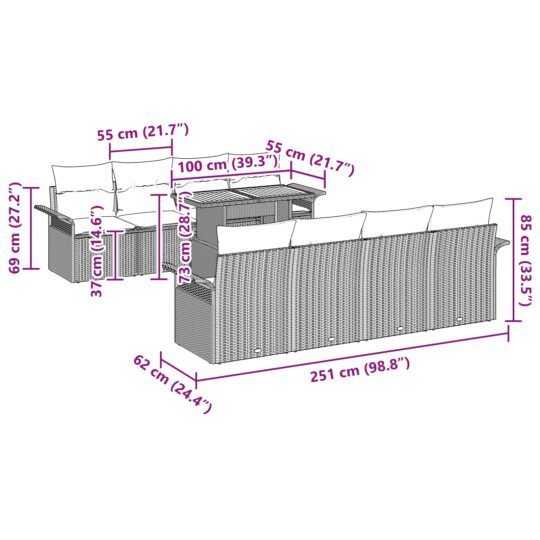3349307 10 Set de canapele pentru grădină 7 pcs bej și gri deschis 3349307 10