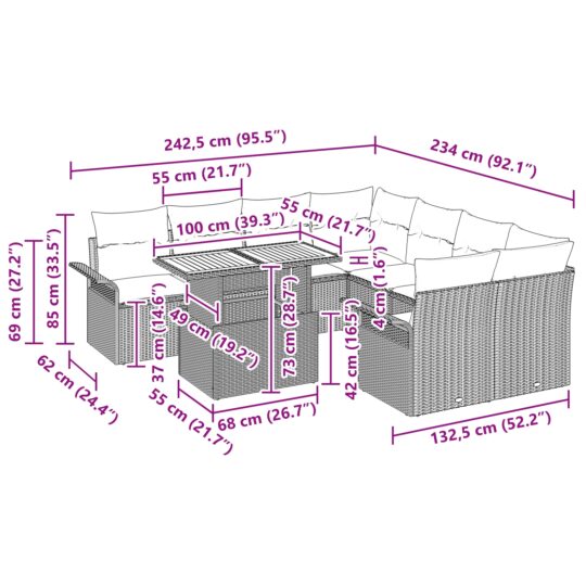 3349315 11 Set de canapele pentru grădină cu pernă 9 pcs bej și crem 3349315 11