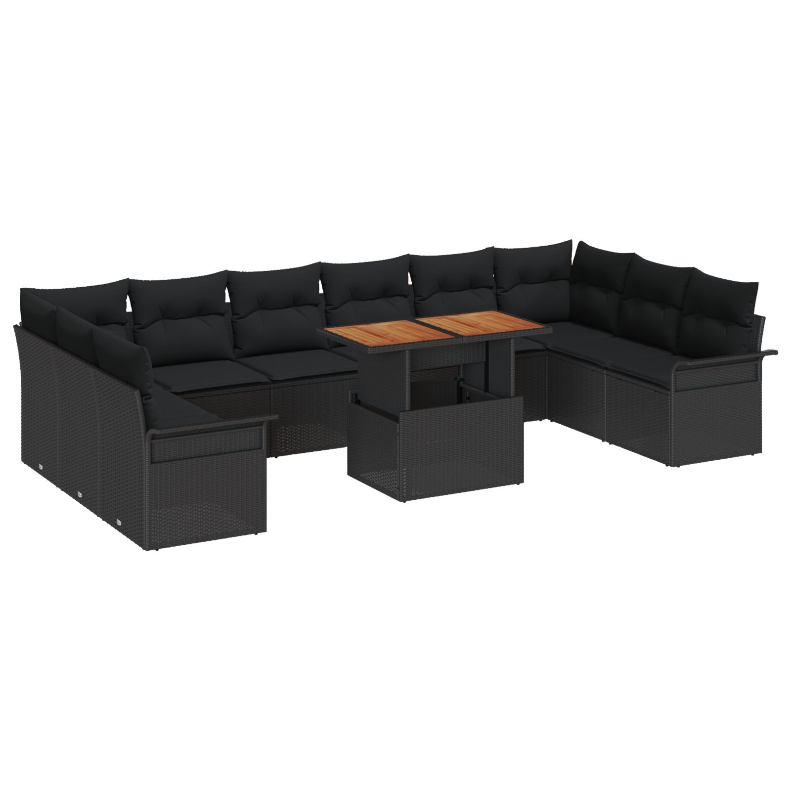3349386 2 Set de canapele pentru grădină 11 pcs Negru 100 x 55 x 73 cm Set de canapele pentru grădină 11 pcs Negru 100 x 55 x 73 cm - imagine 2