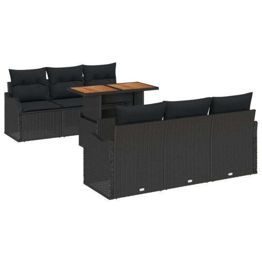 3349407 2 Set de canapele pentru grădină 7 pcs Negru 100 x 55 x 73 cm 3349407 2