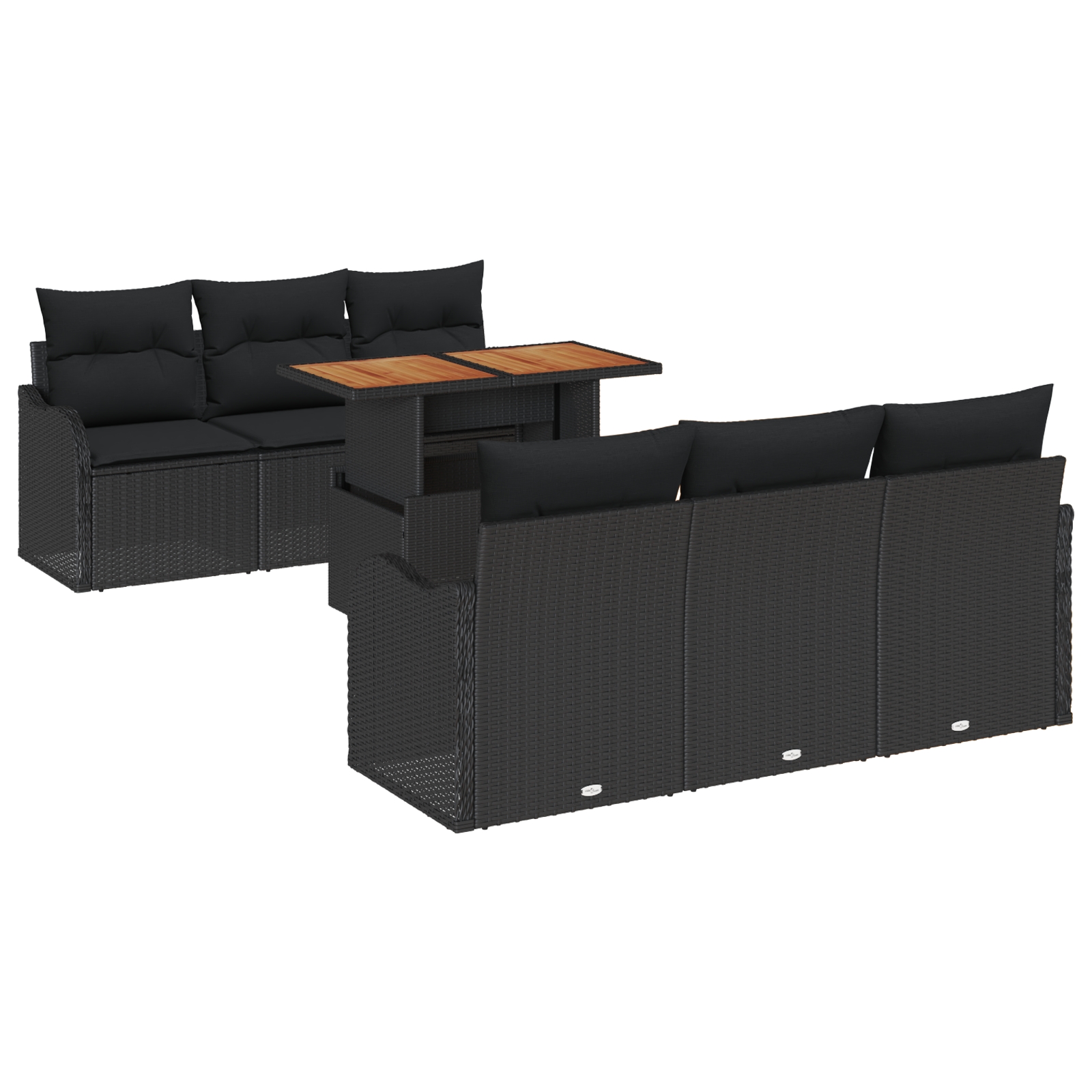 3349407 2 Set de canapele pentru grădină 7 pcs Negru 100 x 55 x 73 cm Set de canapele pentru grădină 7 pcs Negru 100 x 55 x 73 cm - imagine 2