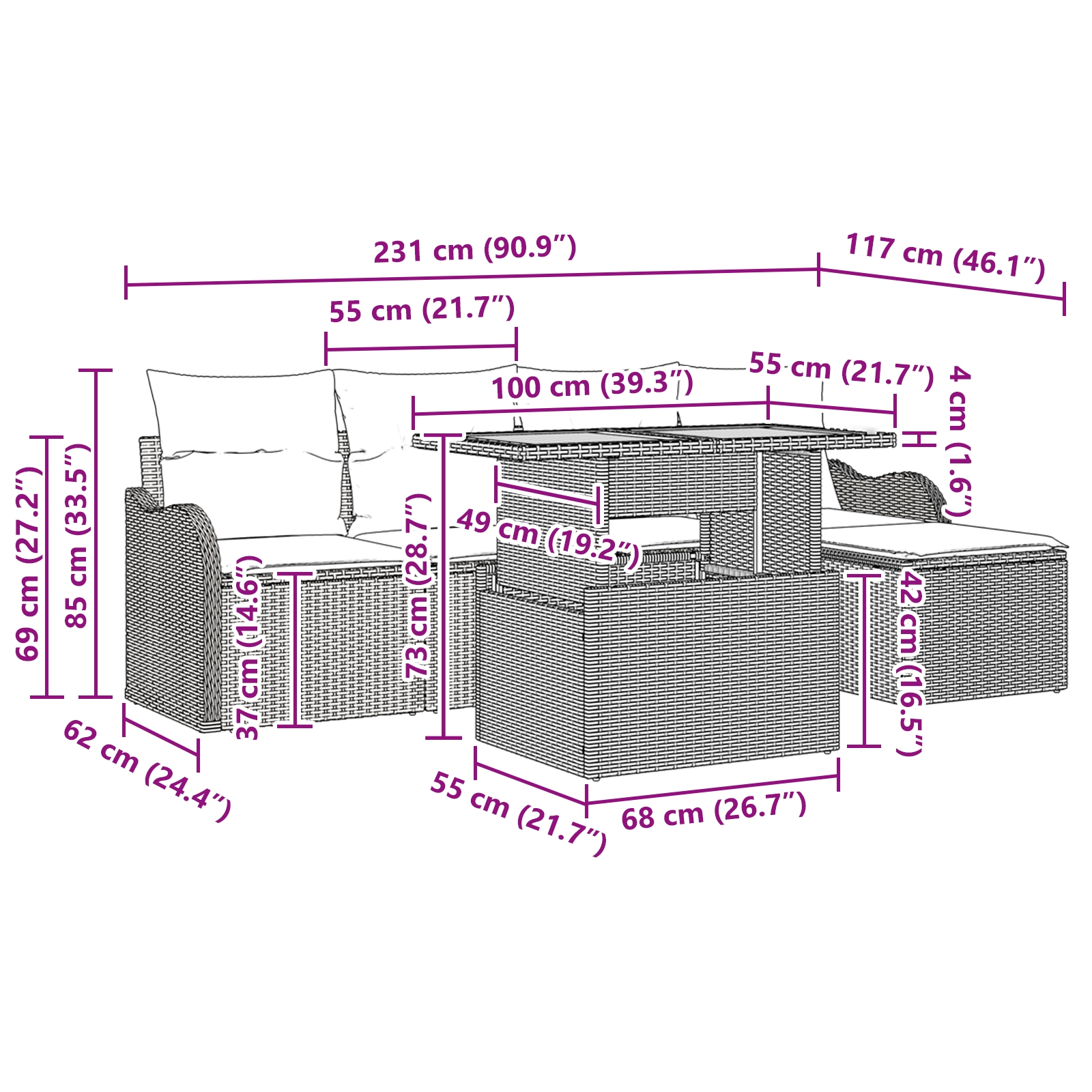 3349447 11 Set de canapele pentru grădină 6 pcs bej și gri deschis Set de canapele pentru grădină 6 pcs bej și gri deschis - imagine 11