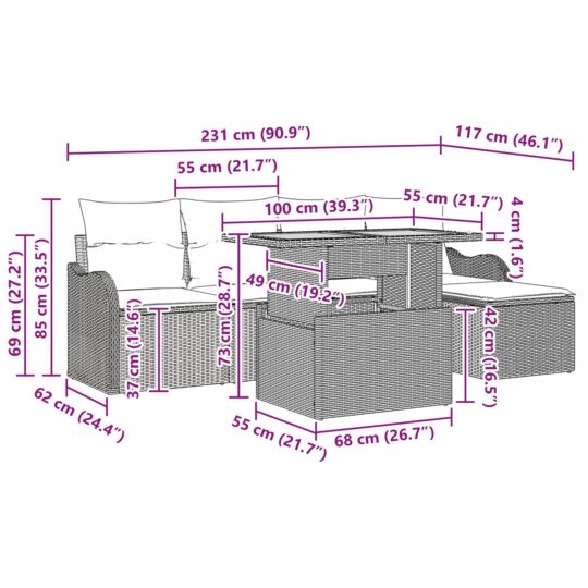 3349449 11 Set de canapele pentru grădină cu pernă 6 pcs Negru 3349449 11